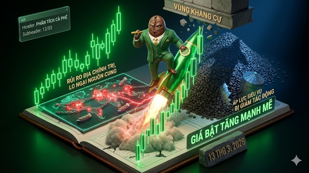 Cà phê bật tăng mạnh mẽ: Rủi ro địa chính trị và lo ngại nguồn cung lấn át áp lực siêu vụ mùa